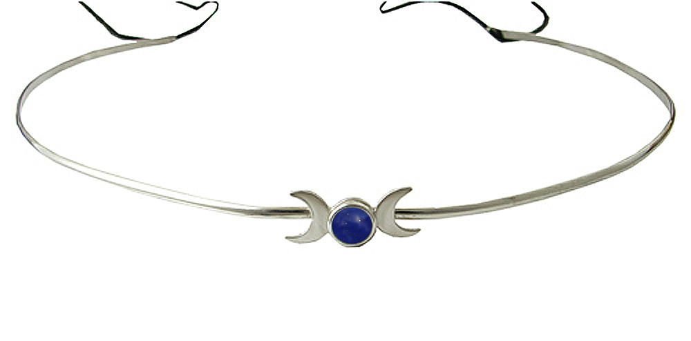 Sterling Silver Renaissance Style Headpiece Circlet Tiara With Lapis Lazuli